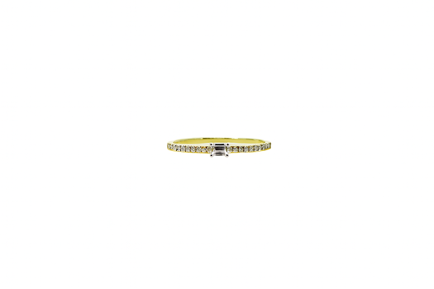 Etincelle de ring, Emerald-cut diamond, Paved, Gold (US Size 7)