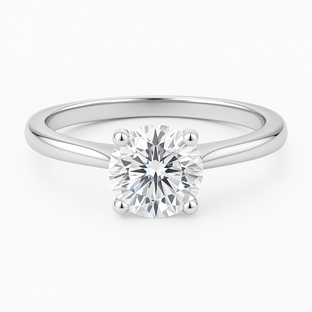 Solitaire Ring | Round Lab Grown Diamond 14K White Gold US 7