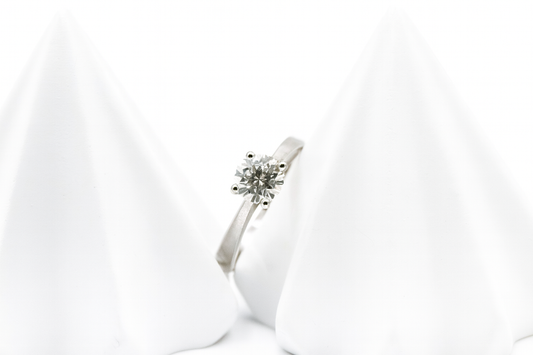 Solitaire Ring | Round Lab Grown Diamond 14K White Gold US 7