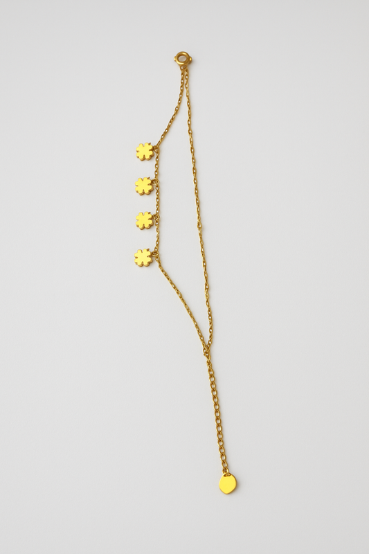 Gold Clover Charm Bracelet – Double Chain Lucky Design
