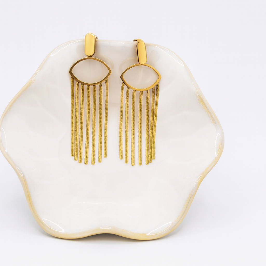 Elegant Gold Fringe Drop Earrings