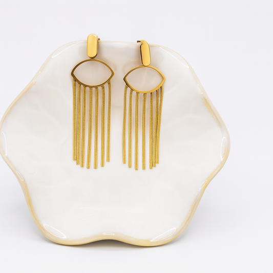 Elegant Gold Fringe Drop Earrings