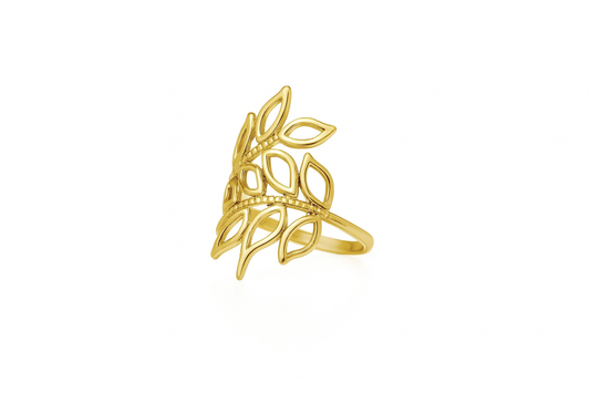 Golden Leaf Adjustable Ring (Size 9)