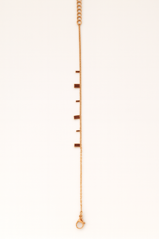 Minimalist Rose Gold Bar Charm Bracelet