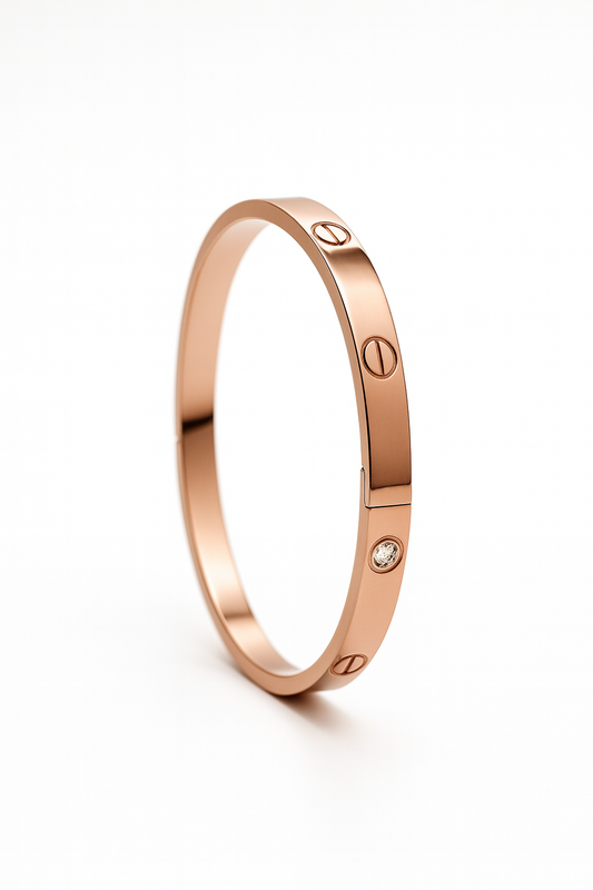 Rose Gold Diamond Screw Motif Bangle (Size 2.4)