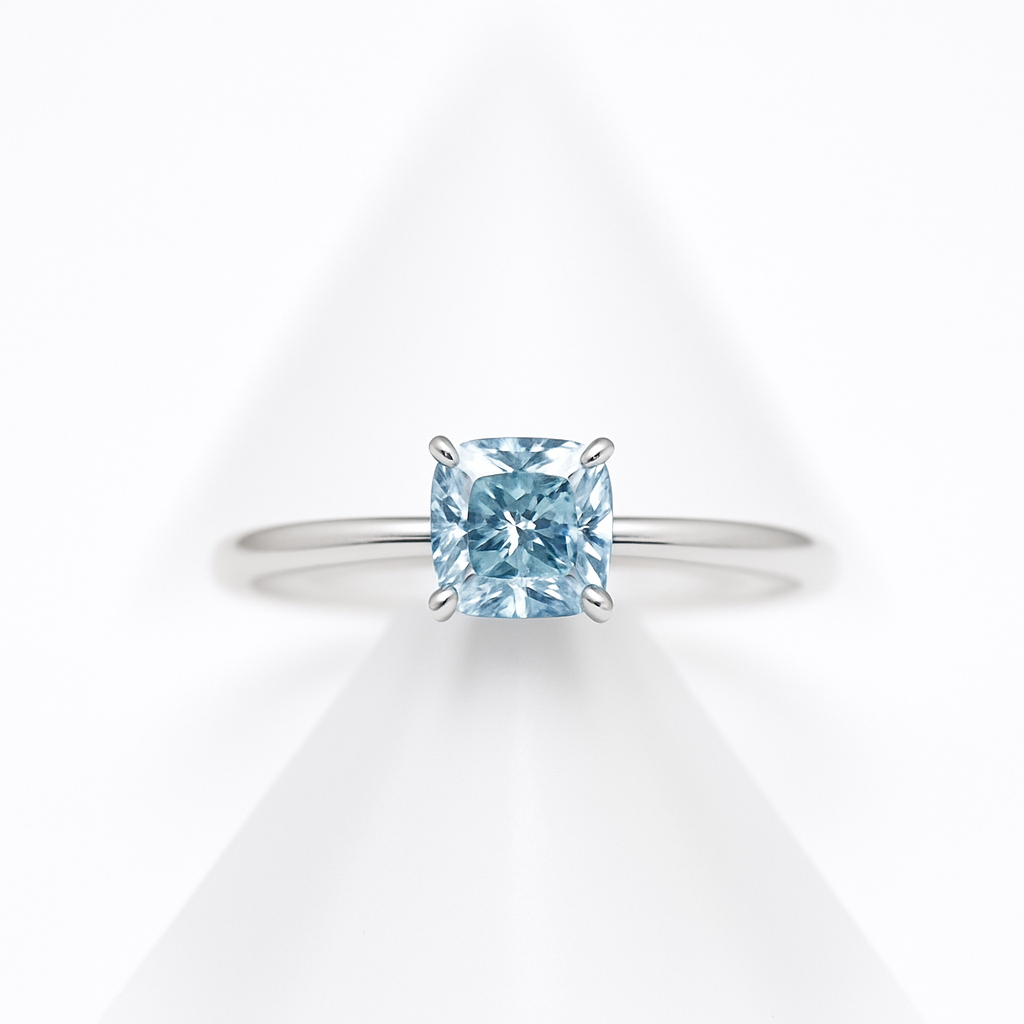 Fancy Vivid Blue Diamond Ring 14k White Gold (US Size 7)