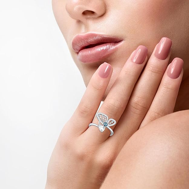 Unique Evil Eye Butterfly Ring – Women’s Protective Symbol Jewelry with Sparkling Stones - The Passion Product