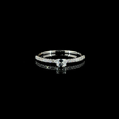 Etincelle de ring, Emerald-cut diamond, Paved, Silver (US Size 7)