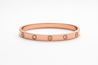 Rose Gold Diamond Screw Motif Bangle (Size 2.4)