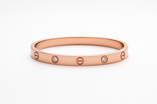 Rose Gold Diamond Screw Motif Bangle (Size 2.4)