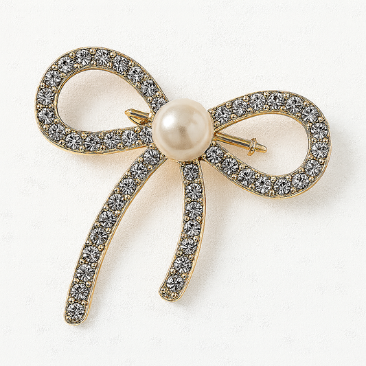 Elegant Crystal Bow Hair Clip with Pearl Center – Luxe Hair Accessory