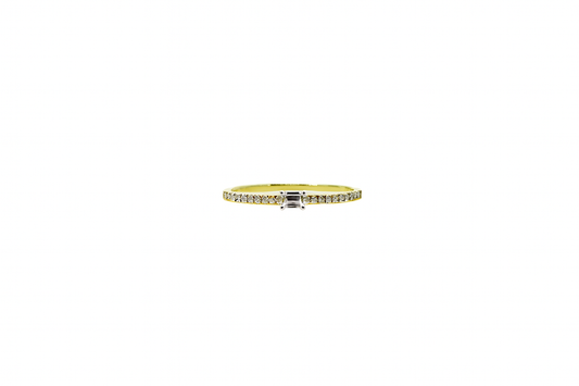 Etincelle de ring, Emerald-cut diamond, Paved, Gold (US Size 7)
