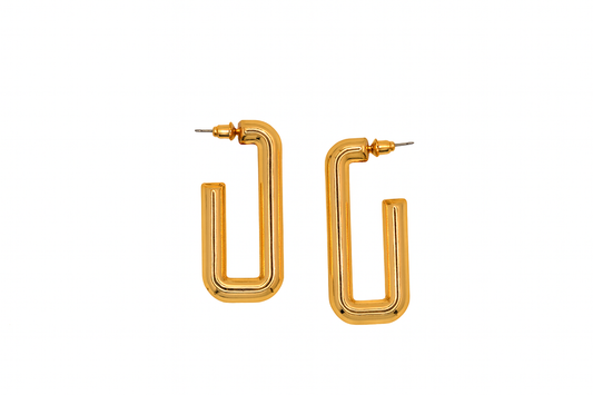 The Golden Curve – Bold Geometric Statement Earrings