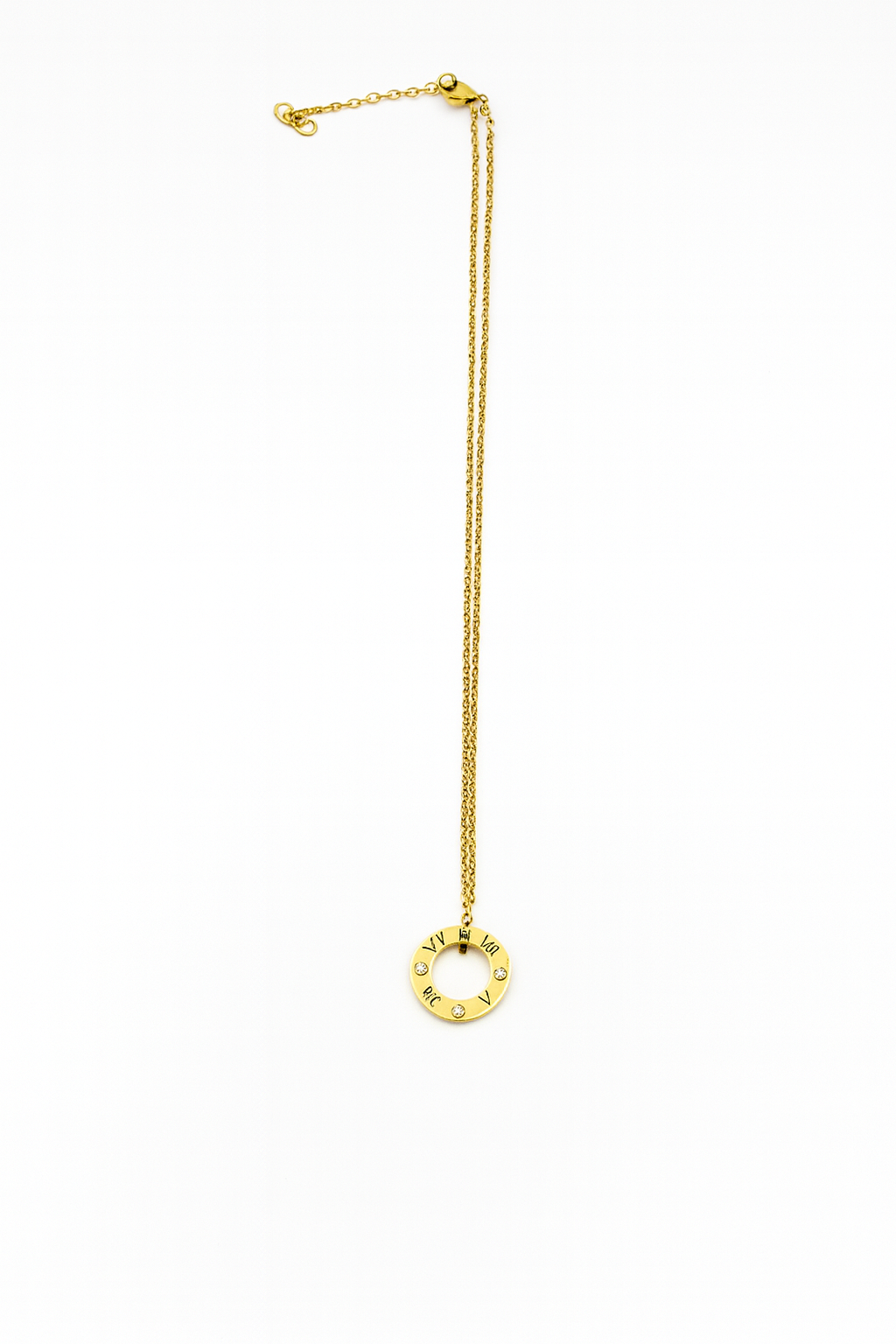 Elegant Gold Roman Numeral Circle Pendant Necklace