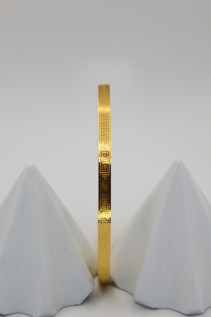 Classic Greek Key Gold Bangle