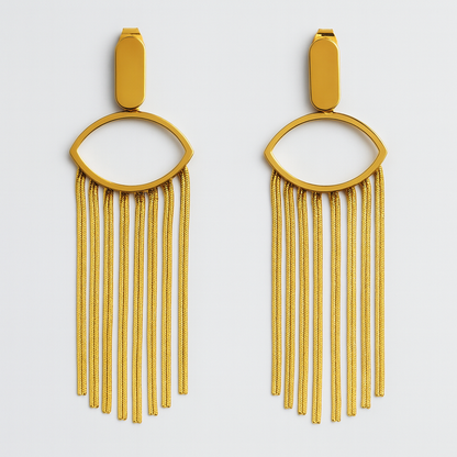 Elegant Gold Fringe Drop Earrings