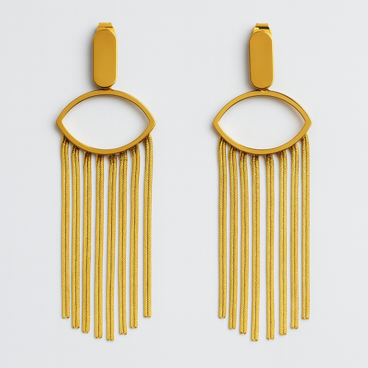 Elegant Gold Fringe Drop Earrings