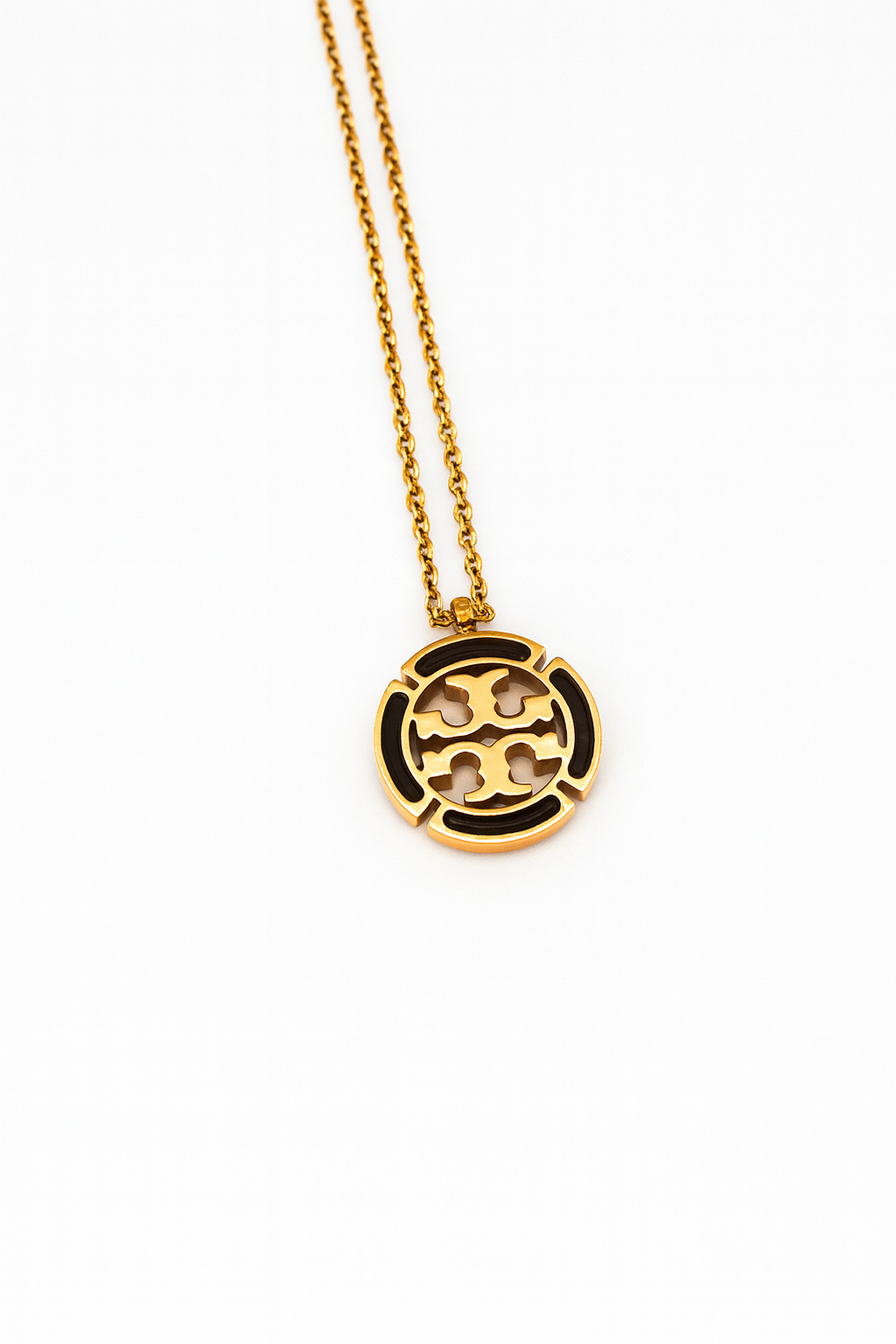 Elegant Gold-Tone Logo Stud Earrings & Necklace