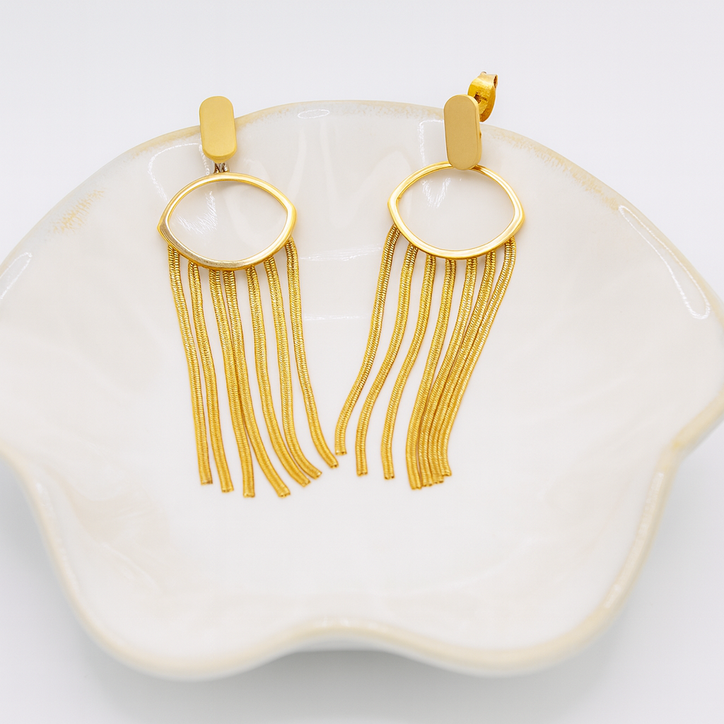 Elegant Gold Fringe Drop Earrings