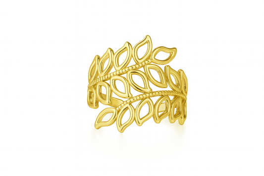 Golden Leaf Adjustable Ring (Size 9)