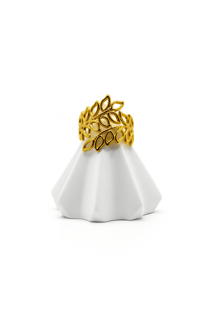 Golden Leaf Adjustable Ring (Size 9)