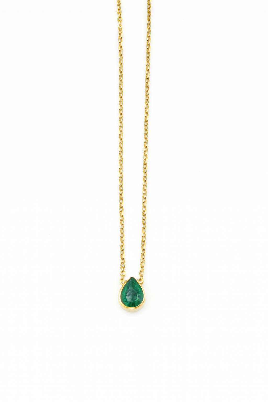 Elegant Teardrop Green Gemstone Pendant Necklace in Gold