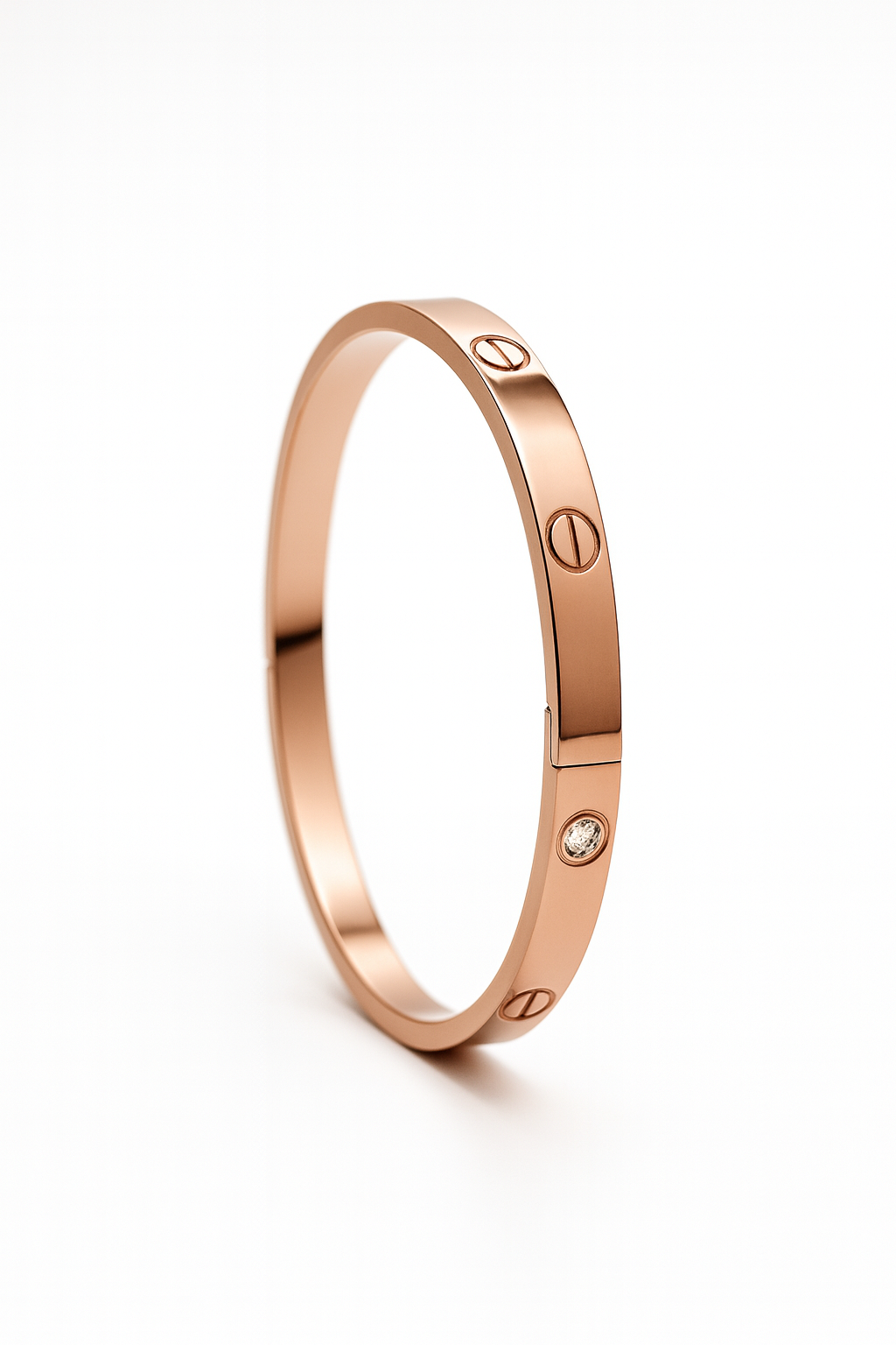 Rose Gold Diamond Screw Motif Bangle (Size 2.4)