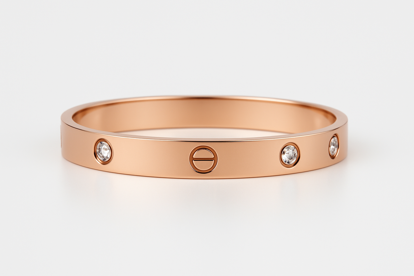 Rose Gold Diamond Screw Motif Bangle (Size 2.4)