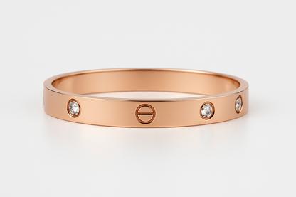 Rose Gold Diamond Screw Motif Bangle (Size 2.4)
