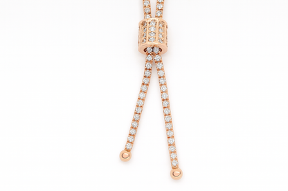 Elegant Rose Gold Adjustable Lariat Necklace with Sparkling Cubic Zirconia