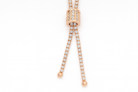 Elegant Rose Gold Adjustable Lariat Necklace with Sparkling Cubic Zirconia