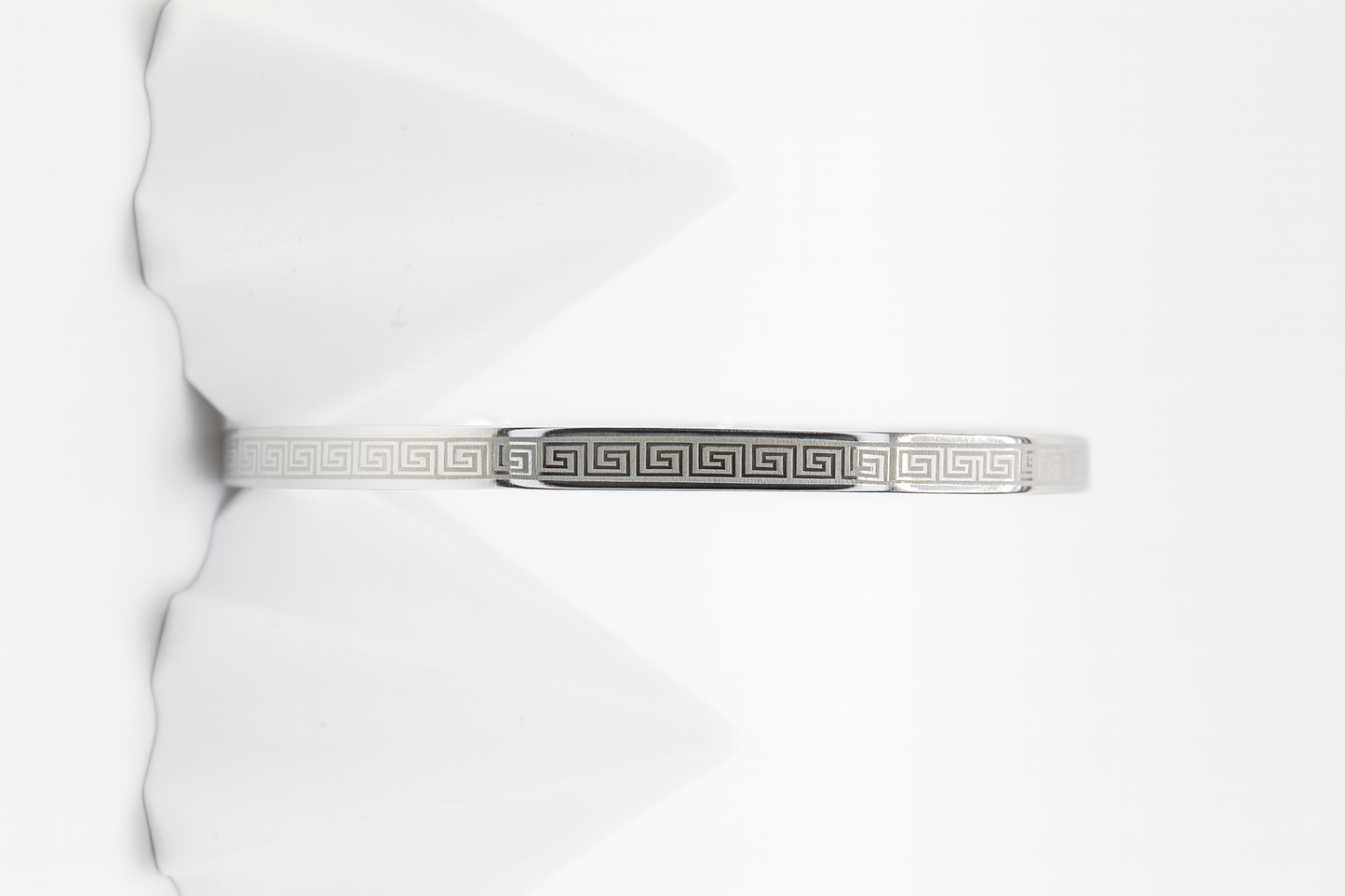 Classic Greek Key Silver Bangle