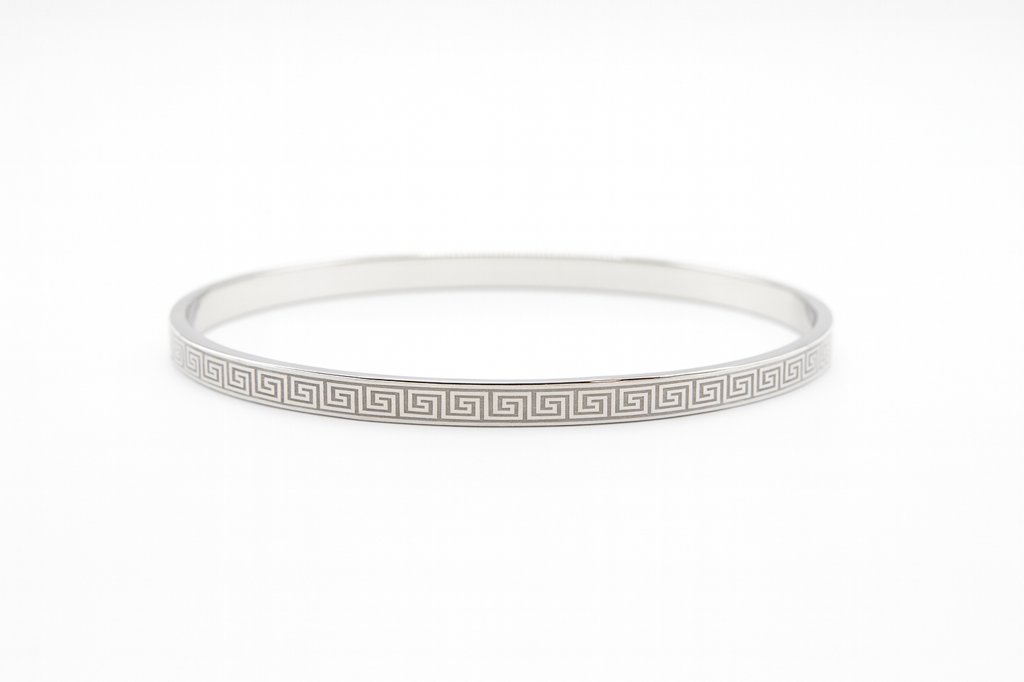 Classic Greek Key Silver Bangle