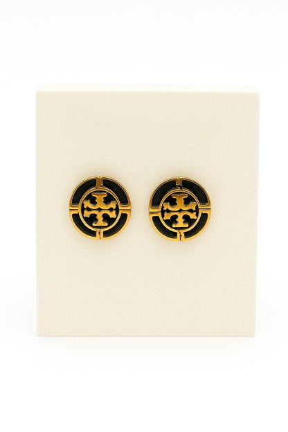 Elegant Gold-Tone Logo Stud Earrings & Necklace