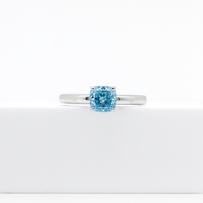 Fancy Vivid Blue Diamond Ring 14k White Gold (US Size 7)