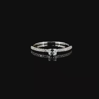 Etincelle de ring, Emerald-cut diamond, Paved, Silver (US Size 7)